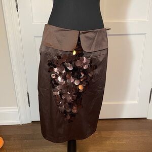BNWT Lucy Paris Chocolate Sequin Pencil Skirt with Peplum-like Detail 🛒